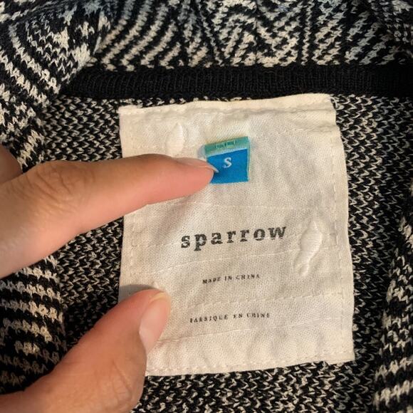 Sparrow Cardigan Womens S Small White Black Wool Cashmere Blend Tie Open Front - Picture 8 of 11
